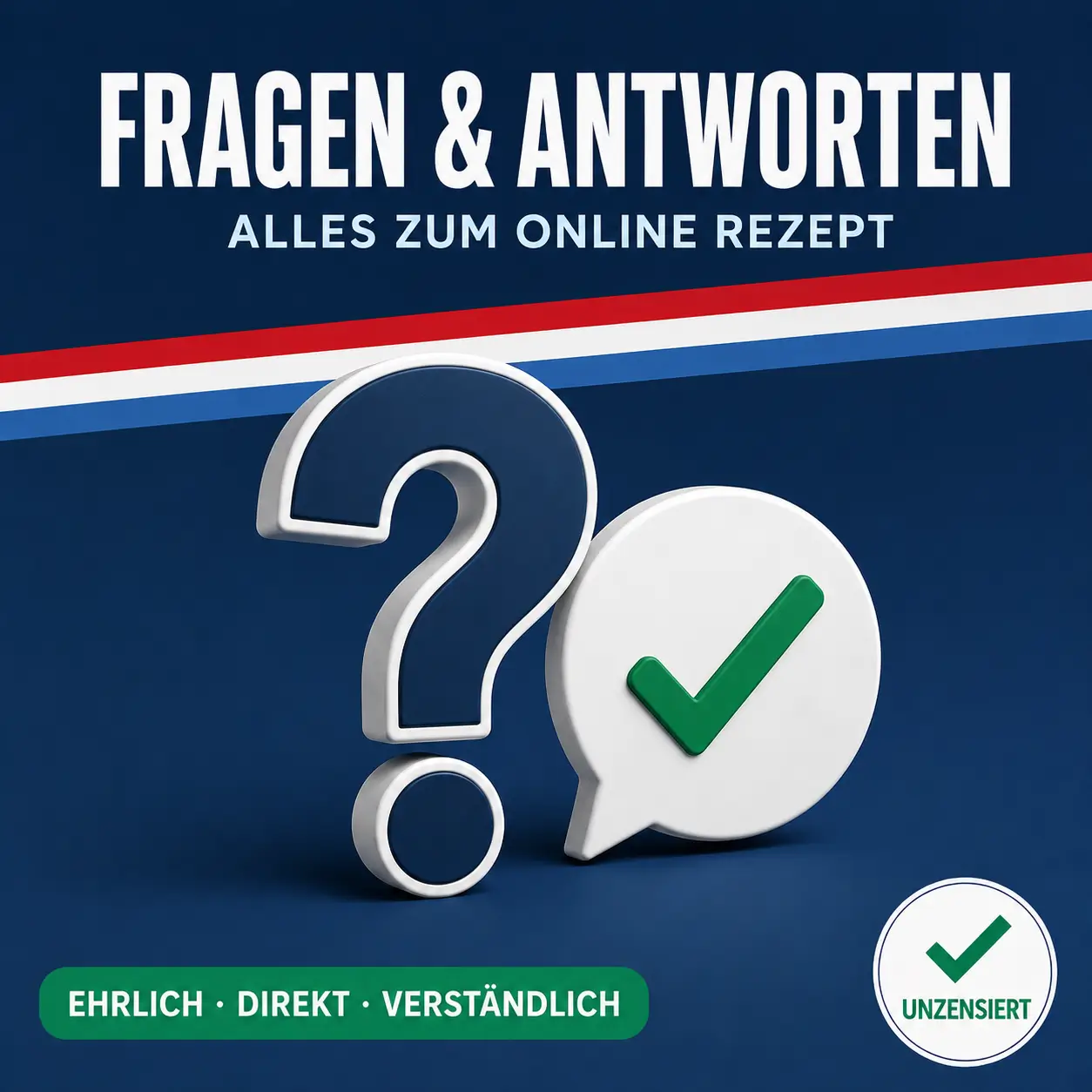 Fragezeichen mit Sprechblase als Symbol für häufige Fragen zum Online-Rezept